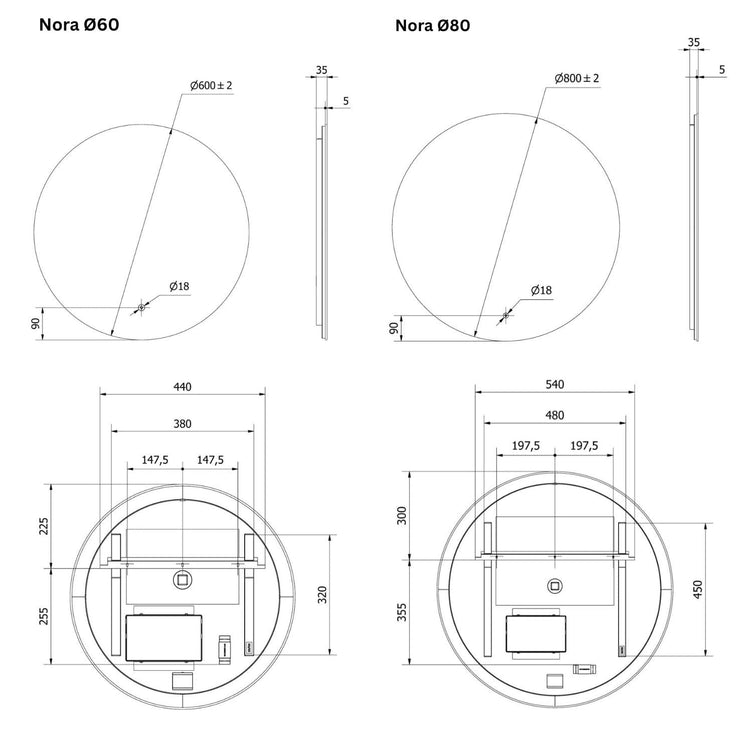 VikingBad Nora Speil med LED Lys
