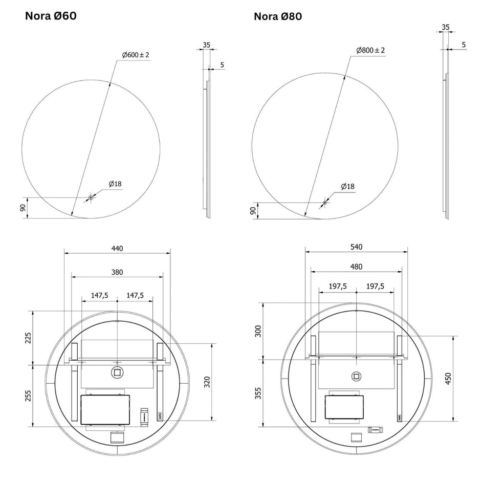VikingBad Nora Speil med LED Lys VikingBad Baderomsspeil