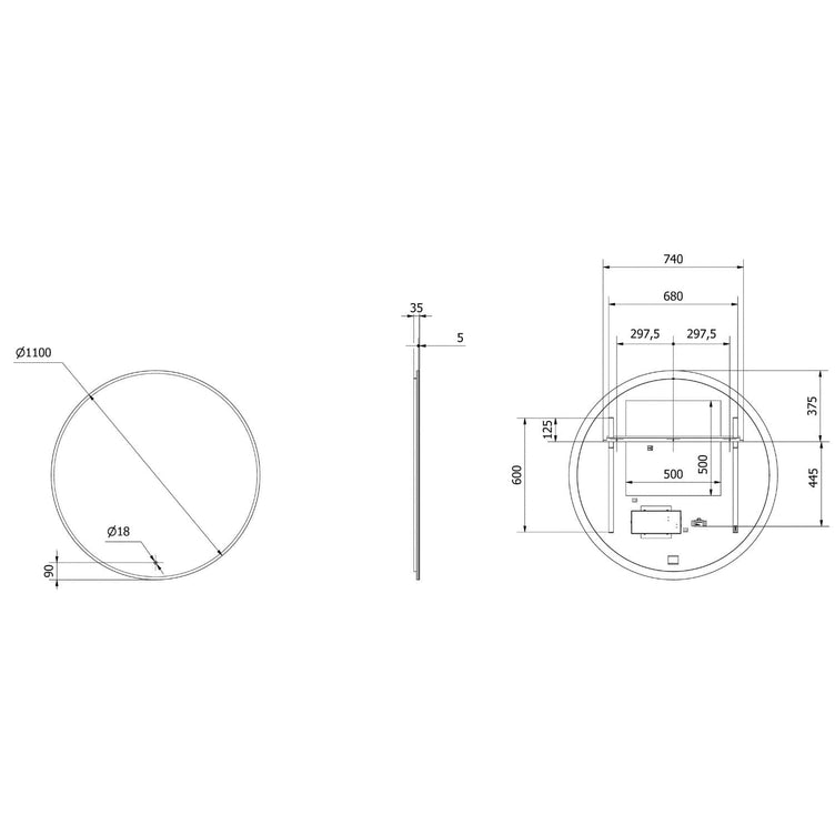 VikingBad Oda Rundt Speil med LED Lys