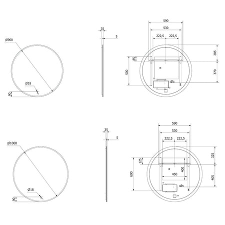 VikingBad Oda Rundt Speil med LED Lys