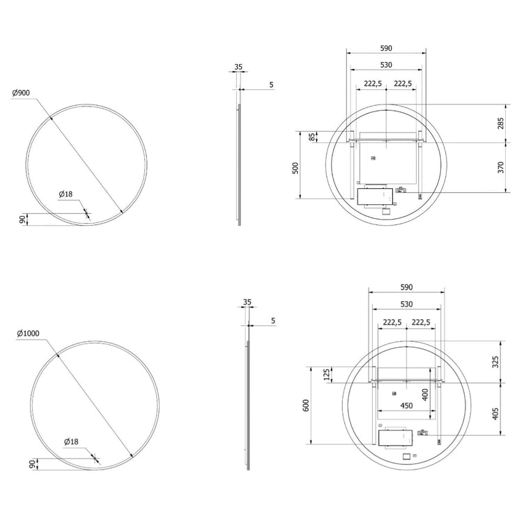 VikingBad Oda Rundt Speil med LED Lys