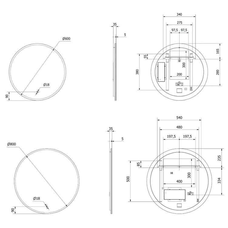 VikingBad Oda Rundt Speil med LED Lys