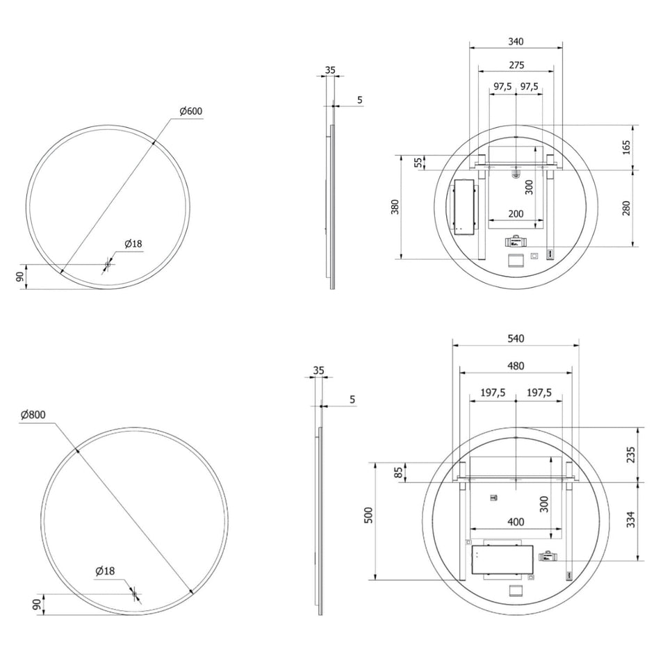 VikingBad Oda Rundt Speil med LED Lys VikingBad Baderomsspeil