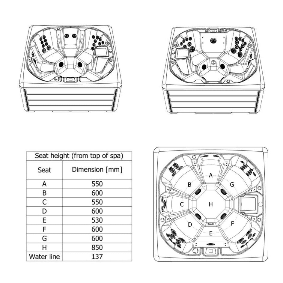 VikingBad POLARIS Utendørs massasjebad VikingBad Utendørs boblebad VB-115196