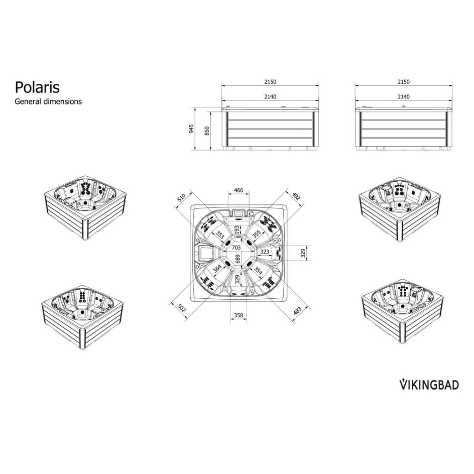 VikingBad POLARIS Utendørs massasjebad VikingBad Utendørs boblebad VB-115196