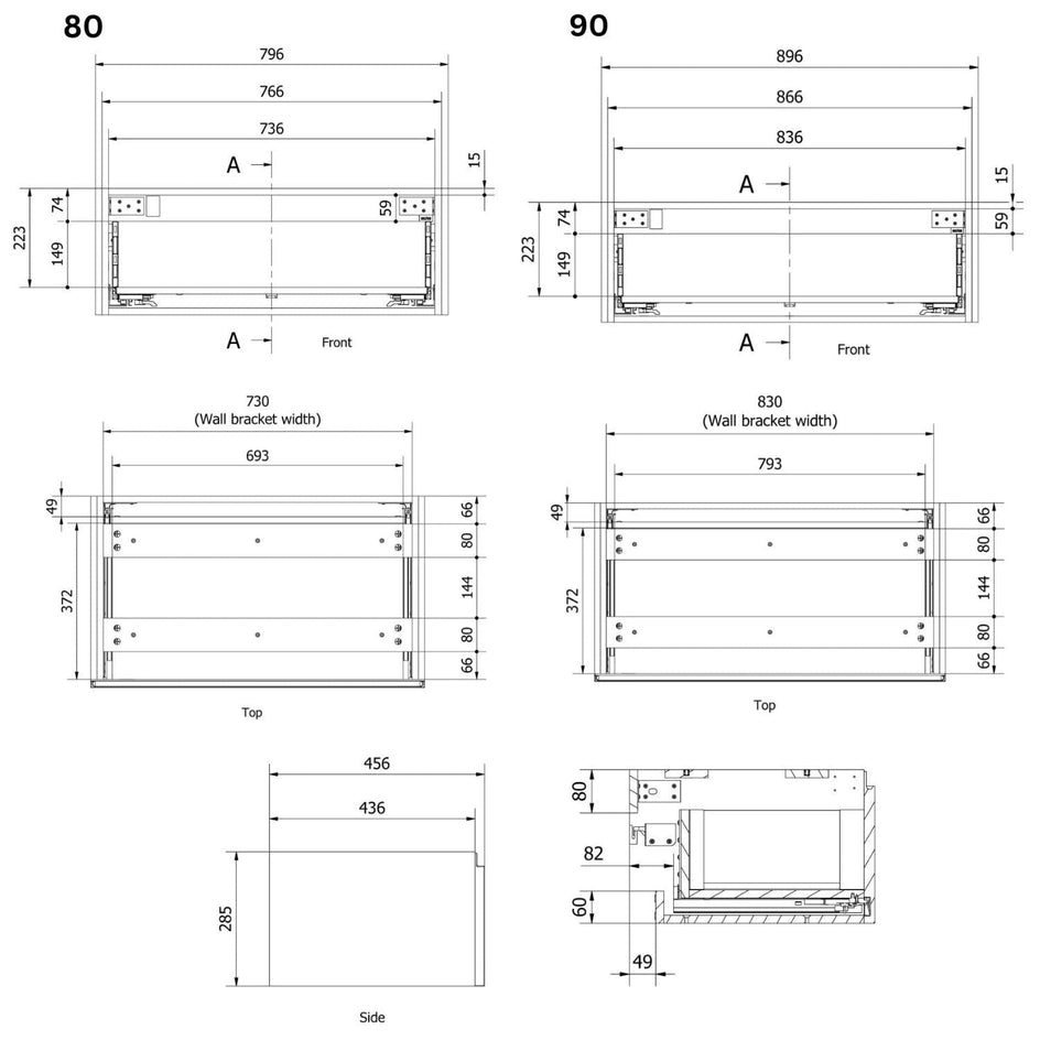 VikingBad Sideskap trend MIE DEMI Mål: B(60-90)xH46xD29 cm VikingBad Sideskap bad