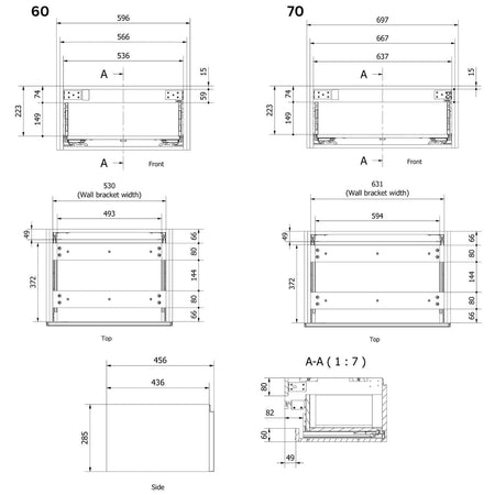 Vikingbad MIE DEMI Trend Sideskap Mål: B(60-90)xH46xD29 cm