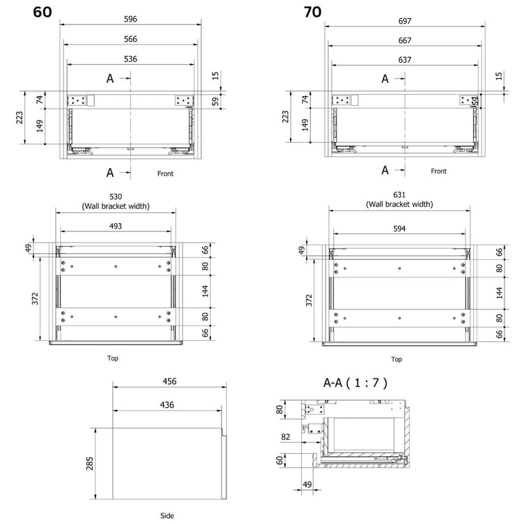 Vikingbad MIE DEMI Trend Sideskap Mål: B(60-90)xH46xD29 cm