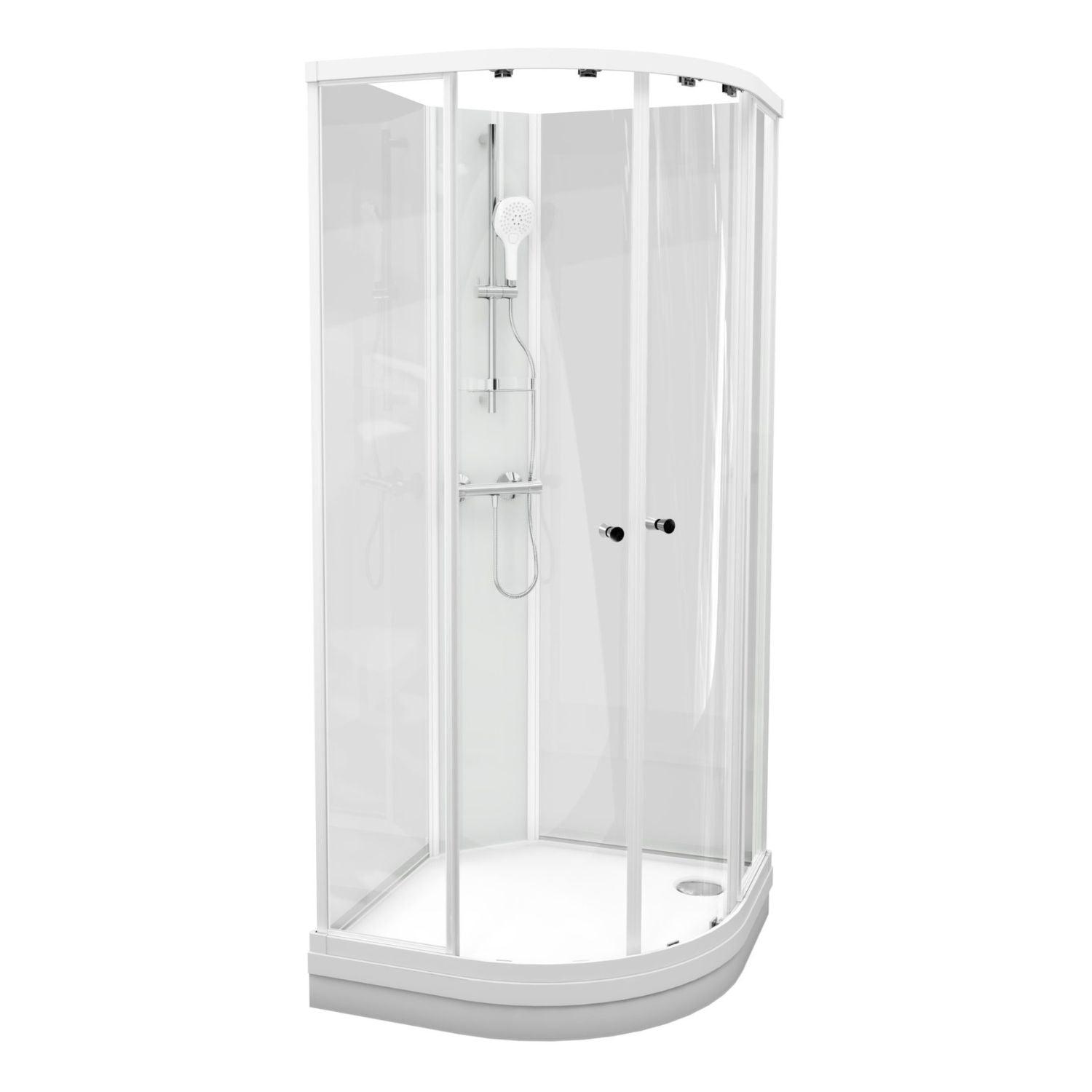 VikingBad Sofia Dusjkabinett Buet H210cm, Klare Bakvegger Hvit matt / Basic / 70x90cm venstre VikingBad Dusjkabinett VB-115568