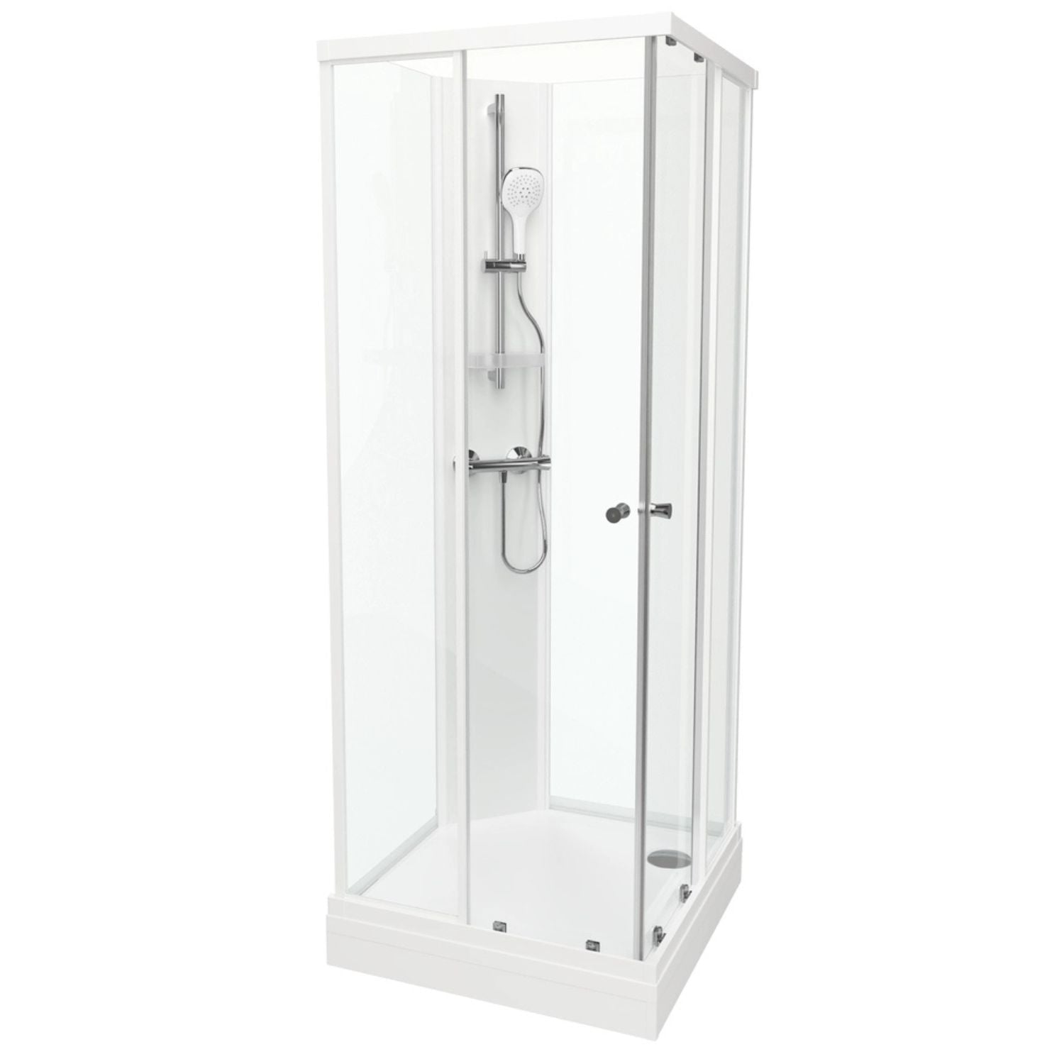 VikingBad SOFIA Rett Basic Dusjkabinett Hvit matt / 80x80cm / Klart glass VikingBad Dusjkabinett VB-117799