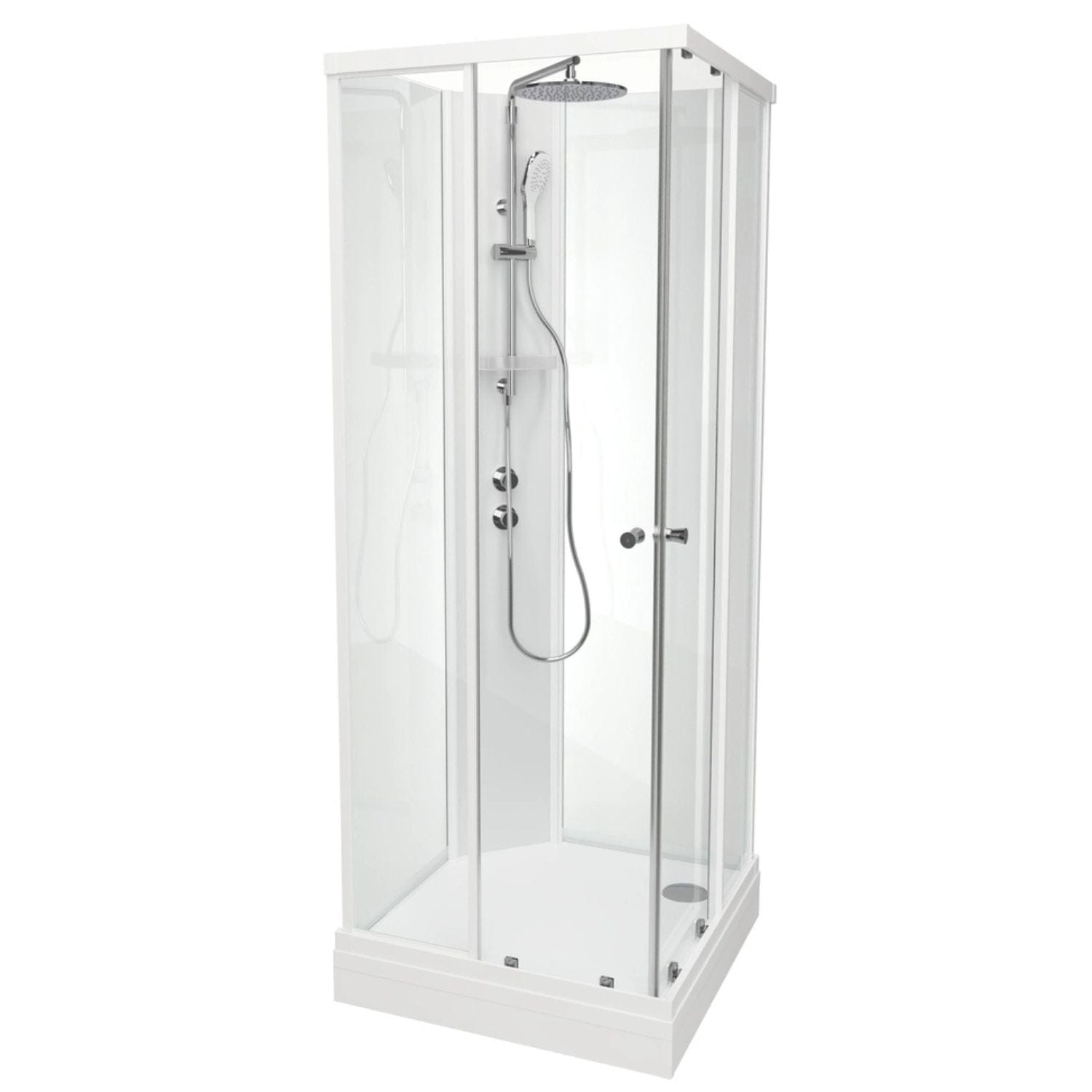 VikingBad SOFIA Rett Pluss Dusjkabinett Hvit matt / 80x80cm / Hvit glass VikingBad Dusjkabinett VB-117800