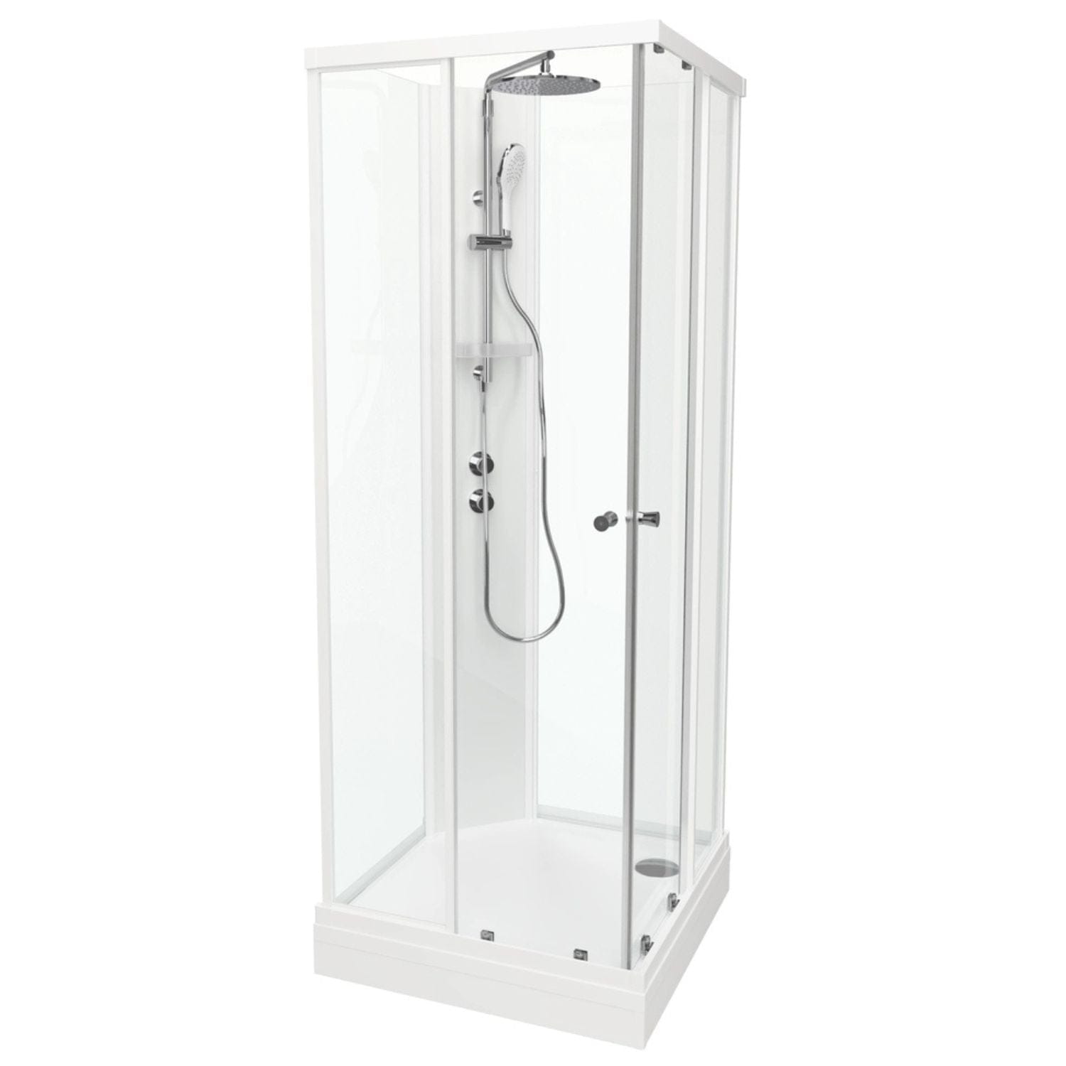 VikingBad SOFIA Rett Pluss Dusjkabinett Hvit matt / 80x80cm / Klart glass VikingBad Dusjkabinett VB-117801