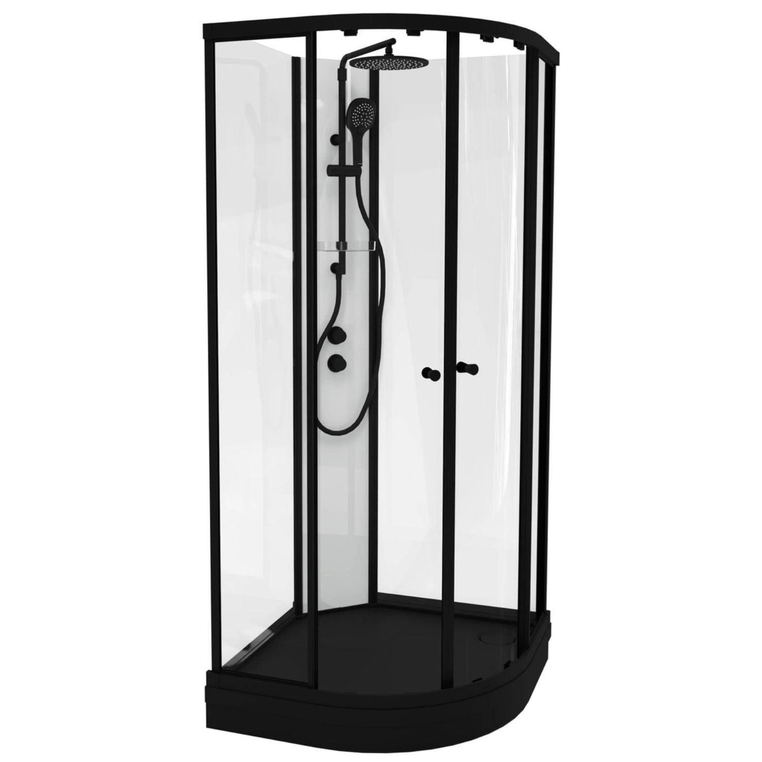 VikingBad Sofia Svart Matt Dusjkabinett - hvit søyle Svart matt / 90x90cm / Hvit glass VikingBad Dusjkabinett VB-115558