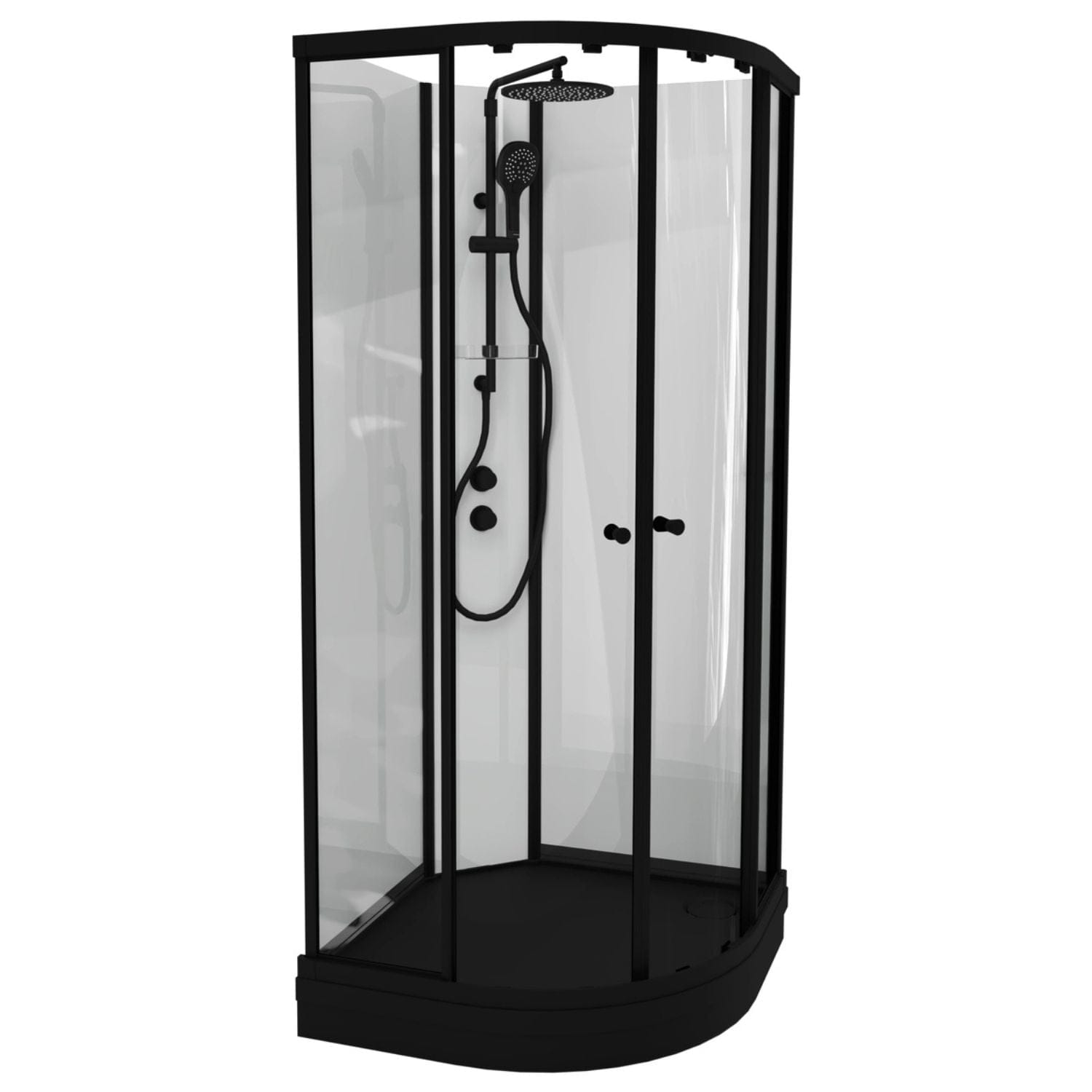 VikingBad Sofia Svart Matt Dusjkabinett - hvit søyle Svart matt / 90x90cm / Klart glass VikingBad Dusjkabinett VB-115556