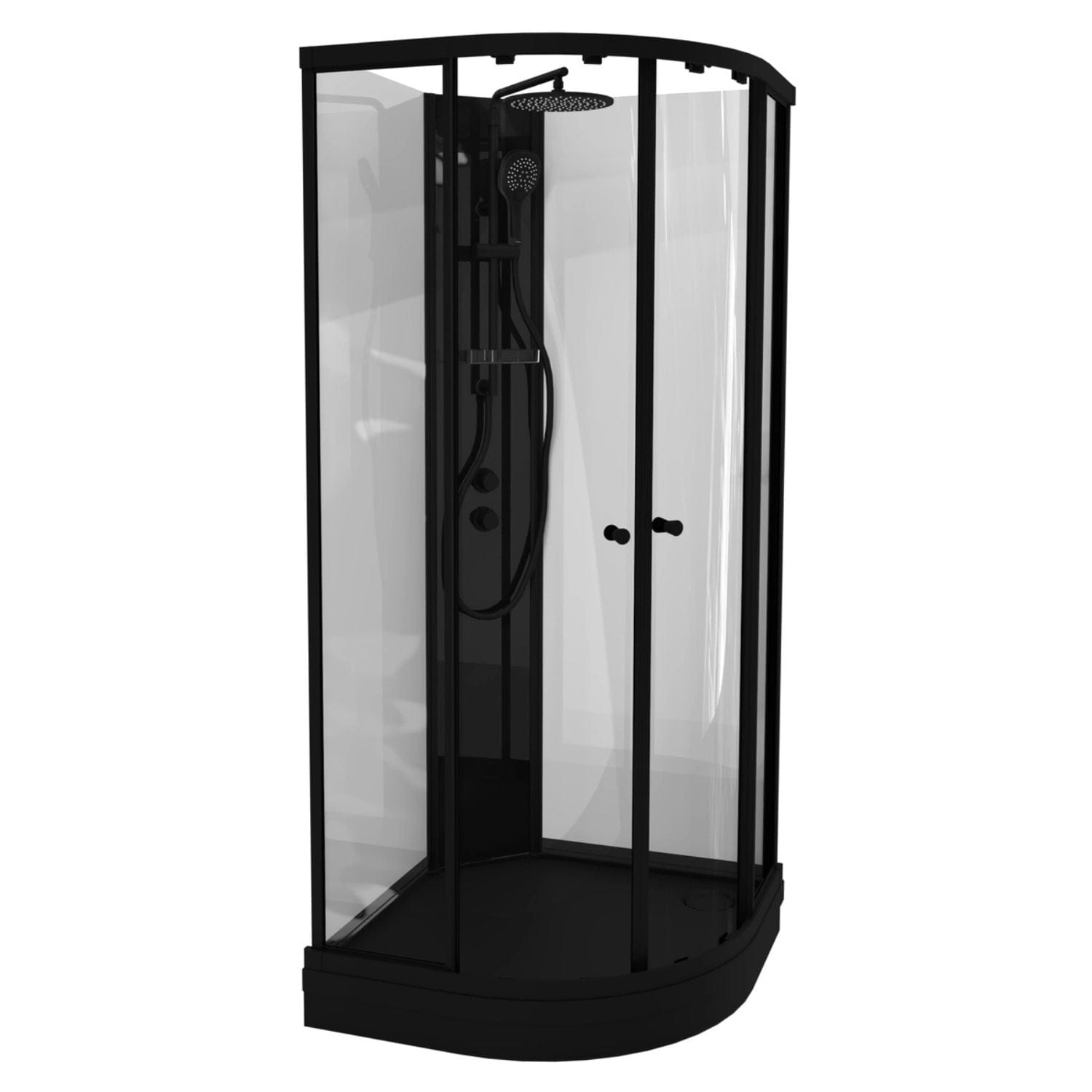 VikingBad Sofia Svart Matt Dusjkabinett - svart søyle Svart matt / 90x90cm / Klart glass VikingBad Dusjkabinett VB-115557