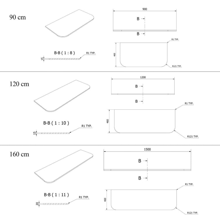 VikingBad Solid Surface Avrundet Benkeplate D46