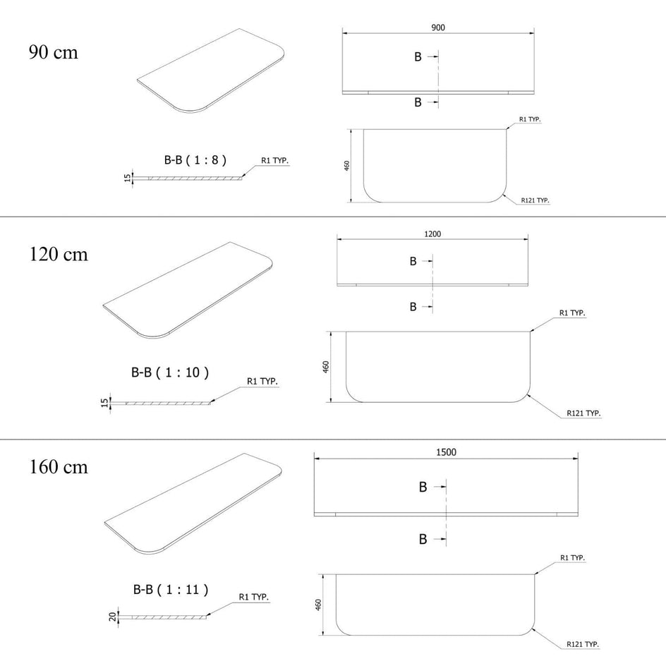 VikingBad Solid Surface Avrundet Benkeplate D46 VikingBad Benkeplate bad