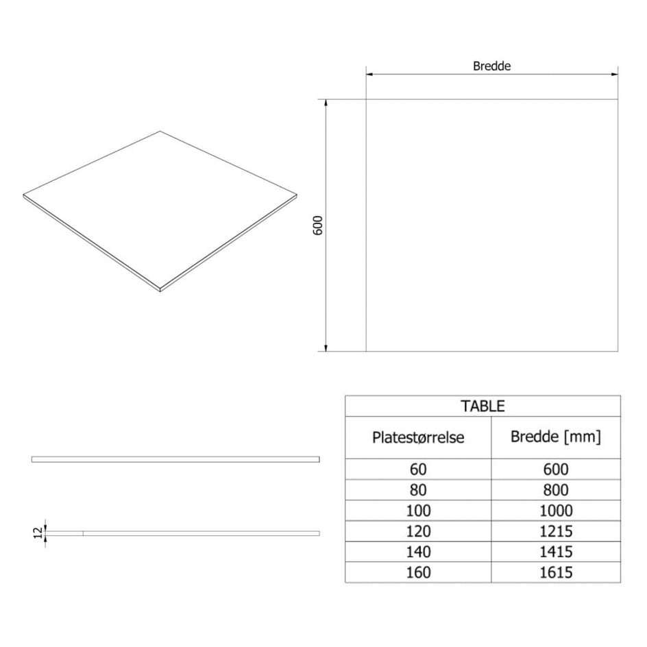 VikingBad Solid Surface Benkeplate D60 VikingBad Benkeplate bad