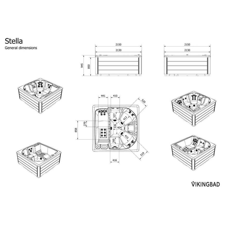 VikingBad STELLA Utendørs massasjebad VikingBad Utendørs boblebad VB-115195