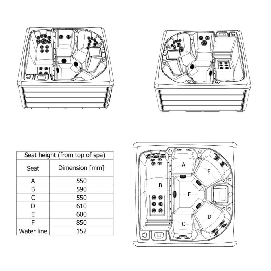 VikingBad STELLA Utendørs massasjebad VikingBad Utendørs boblebad VB-115195