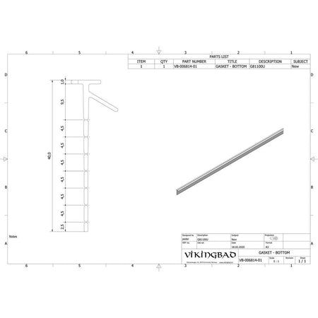 VikingBad Subbelist Liam Laminert PVC H40mm Rivbar - B100cm