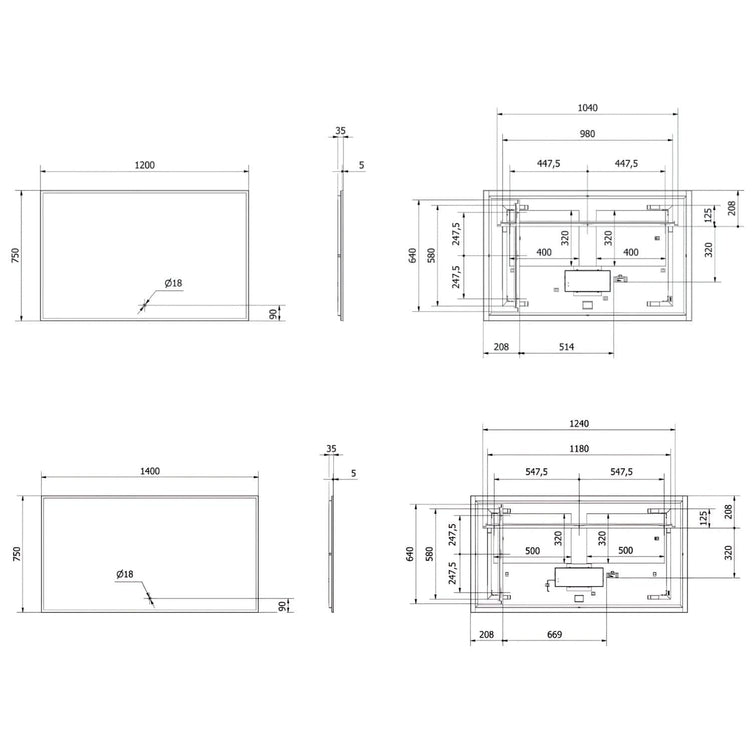VikingBad Una Baderomsspeil m/LED