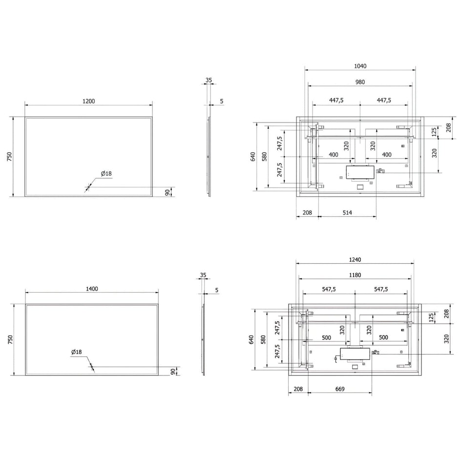 VikingBad Una Baderomsspeil m/LED VikingBad Baderomsspeil