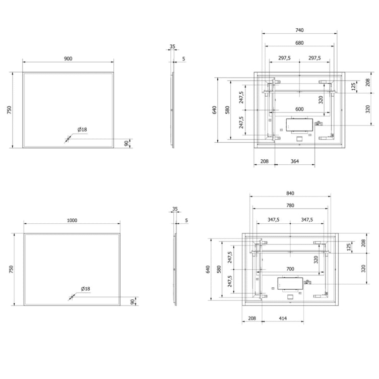 VikingBad Una Baderomsspeil m/LED