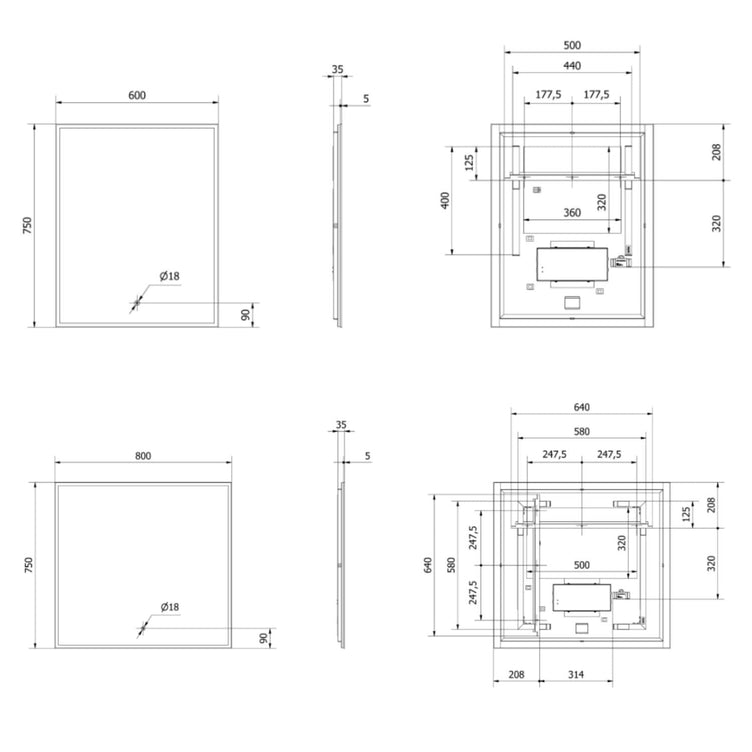 VikingBad Una Baderomsspeil m/LED