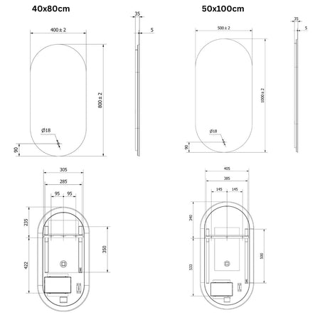 Vikingbad Vida Ovalt  Speil med LED lys