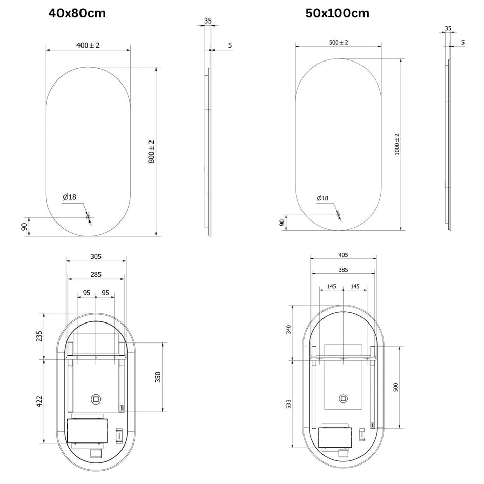 VikingBad Vida Ovalt  Speil med LED Lys VikingBad Baderomsspeil