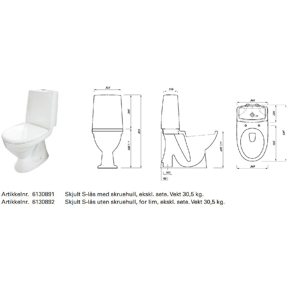 A-collection A4 Toalett S-lås - avløp til gulv A-collection Gulvstående toalett