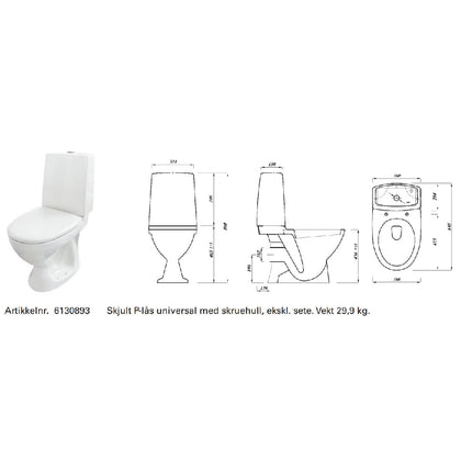 A-collection A4 Toalett Universalavløp P-lås - avløp til vegg/gulv