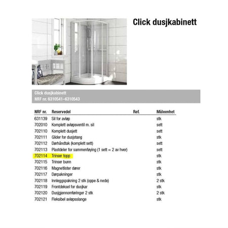 Reservedel: Alterna Click Trinser Topp