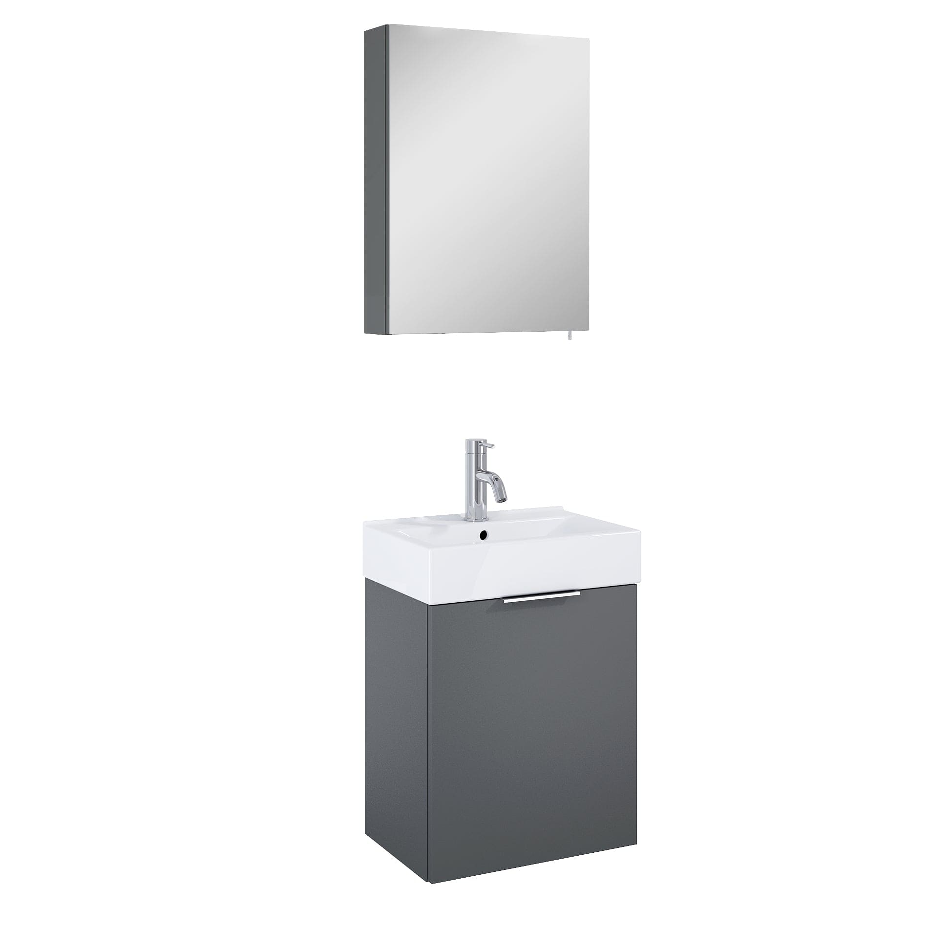 Alterna Quadro Møbelpakke 3-i-1 inkl. speilskap, underskap og servant Antrasitt Alterna Møbelpakke bad GRO-7010257