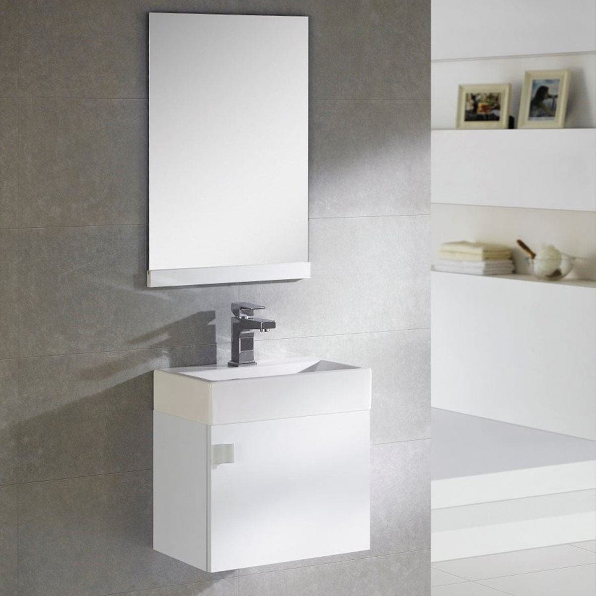 Bathco Paris Møbelpakke - servantskap, servant og speil Hvit matt / 45cm Bathco Møbelpakke bad KO-10023BCO