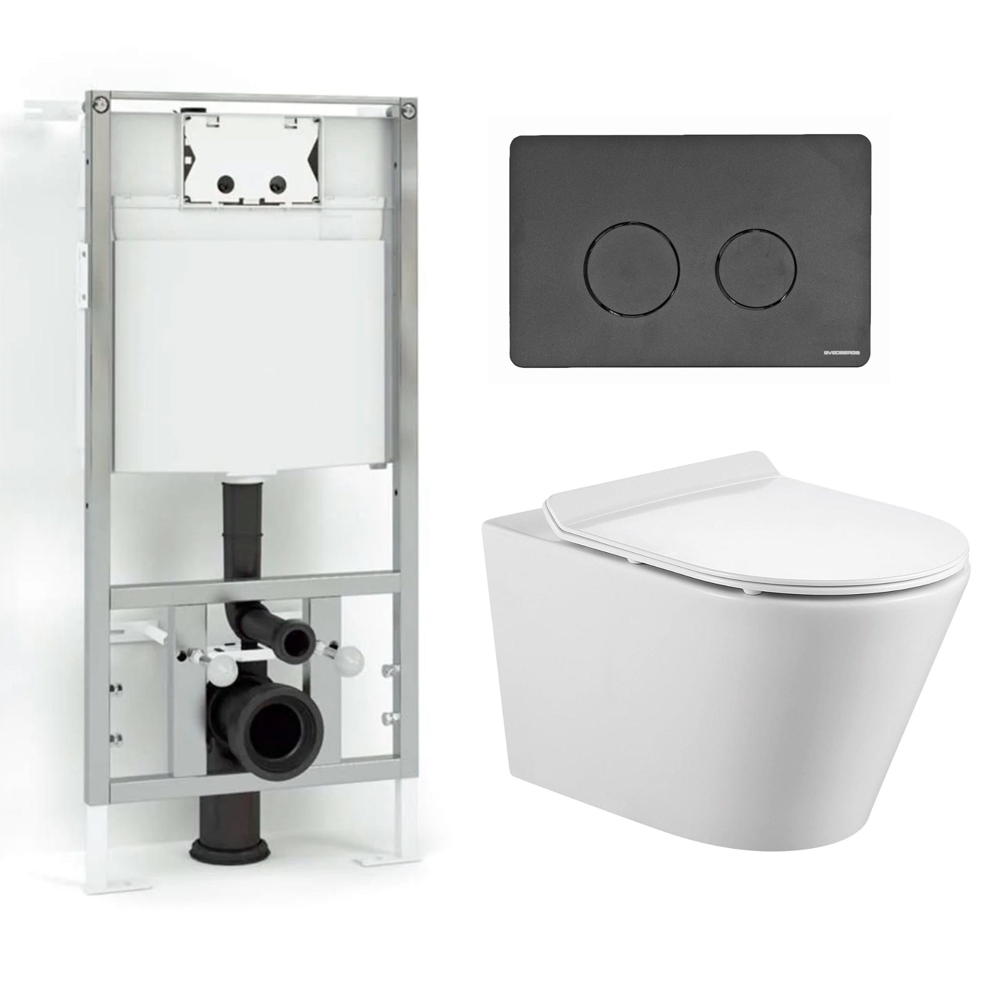 Bathco Sintra Antibakteriell Toalettpakke: veggskål, soft-close sete og sisterne Svart matt Bathco Toalettpakker BUN-4551SM