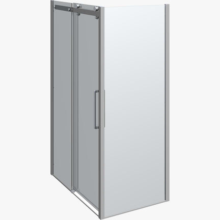 Dansani XXL Deluxe Skyvedør med 1 sidepanel for dusjhjørne - B120-160x80-100xH200cm Sateng / 120x80cm / Klart glass Dansani Dusjhjørne DA-SDL1201-0800