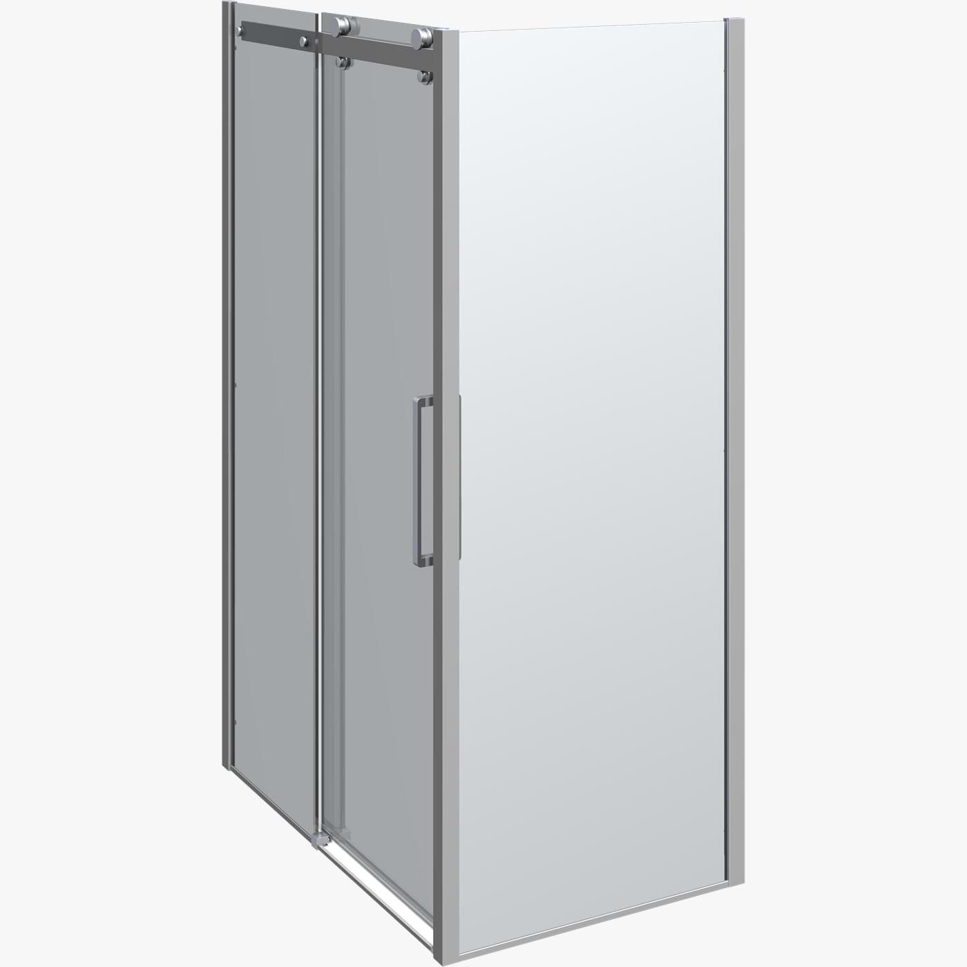 Dansani XXL Deluxe Skyvedør med 1 sidepanel for dusjhjørne - B120-160x80-100xH200cm Sateng / 120x80cm / Klart glass Dansani Dusjhjørne DA-SDL1201-0800