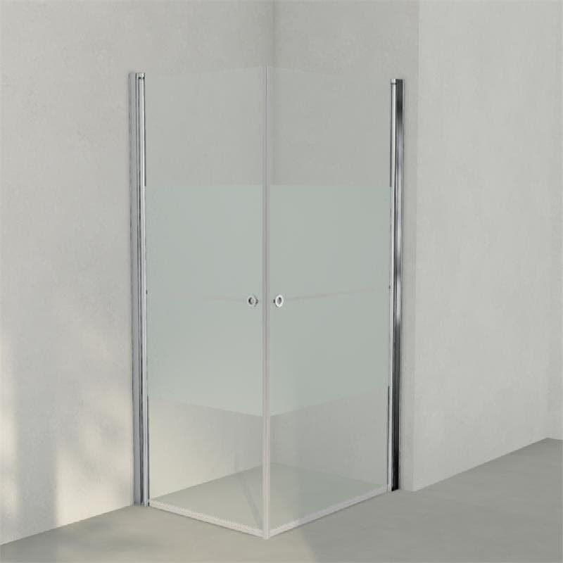 INR Dusjhjørne LINC ANGEL Frostet/Stripe Glass Krom / 80x100cm / Stripe glass INR Iconic Nordic Rooms Dusjhjørne INR-51230381