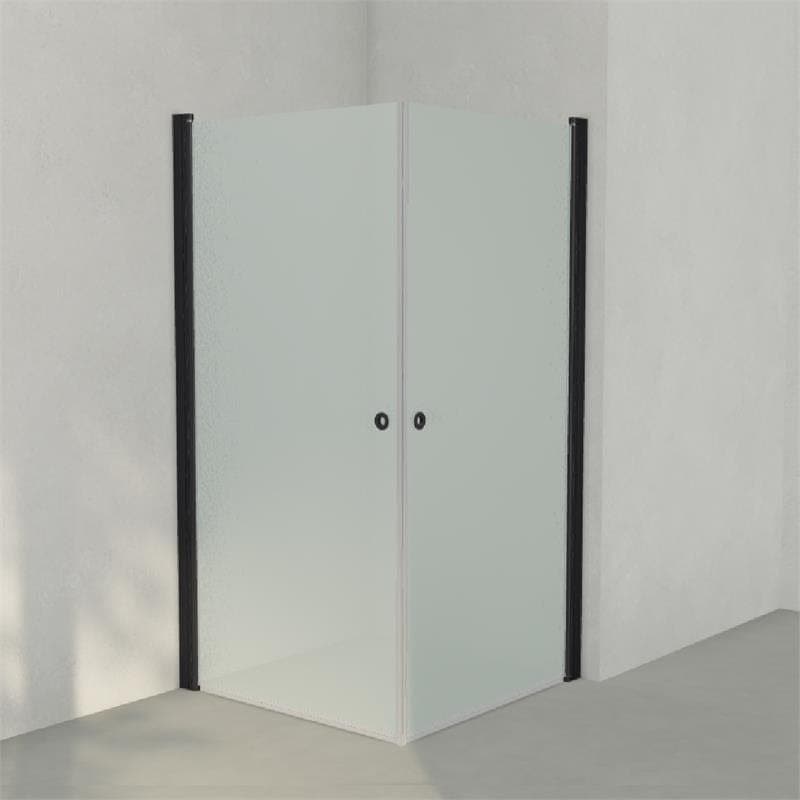 INR Dusjhjørne LINC ANGEL Frostet/Stripe Glass Svart matt / 100x100cm / Frostet glass INR Iconic Nordic Rooms Dusjhjørne INR-51210111