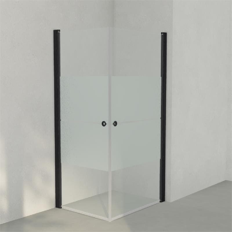INR Dusjhjørne LINC ANGEL Frostet/Stripe Glass Svart matt / 80x100cm / Stripe glass INR Iconic Nordic Rooms Dusjhjørne INR-51230181