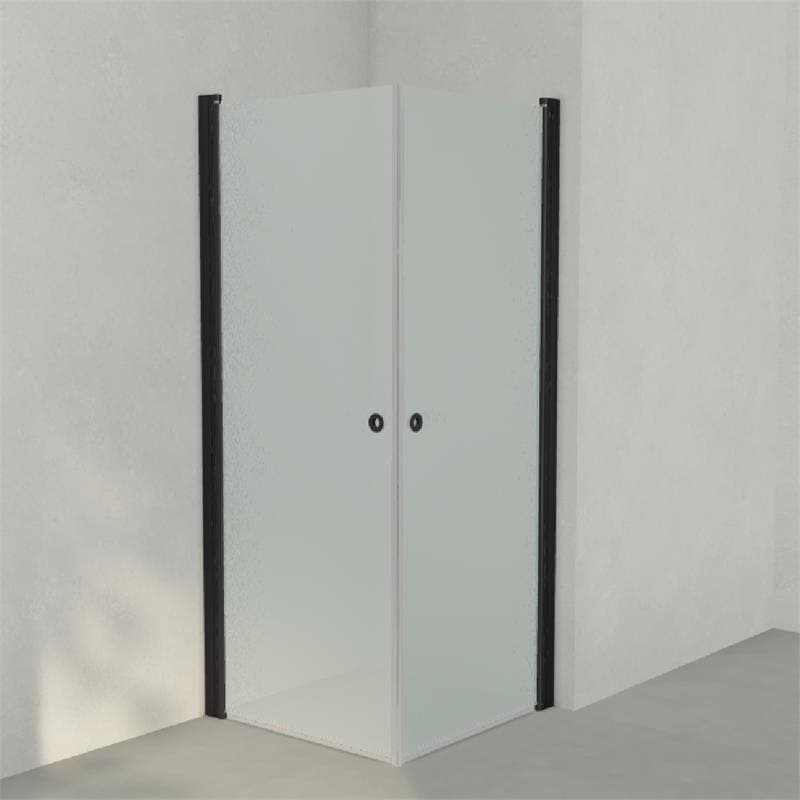 INR Dusjhjørne LINC ANGEL Frostet/Stripe Glass Svart matt / 80x80cm / Frostet glass INR Iconic Nordic Rooms Dusjhjørne INR-51210188