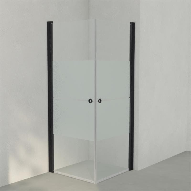INR Dusjhjørne LINC ANGEL Frostet/Stripe Glass Svart matt / 80x80cm / Stripe glass INR Iconic Nordic Rooms Dusjhjørne INR-51230188