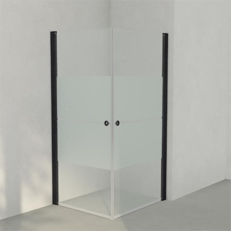 INR Dusjhjørne LINC ANGEL Frostet/Stripe Glass Svart matt / 90x100cm / Stripe glass INR Iconic Nordic Rooms Dusjhjørne INR-51230191