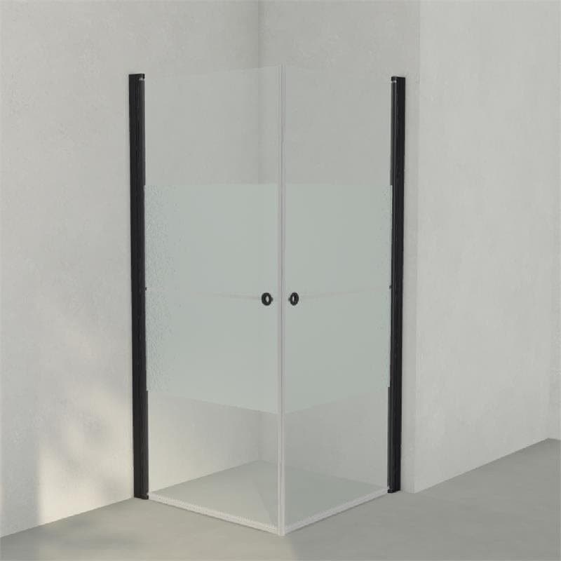 INR Dusjhjørne LINC ANGEL Frostet/Stripe Glass Svart matt / 90x90cm / Stripe glass INR Iconic Nordic Rooms Dusjhjørne INR-51230199