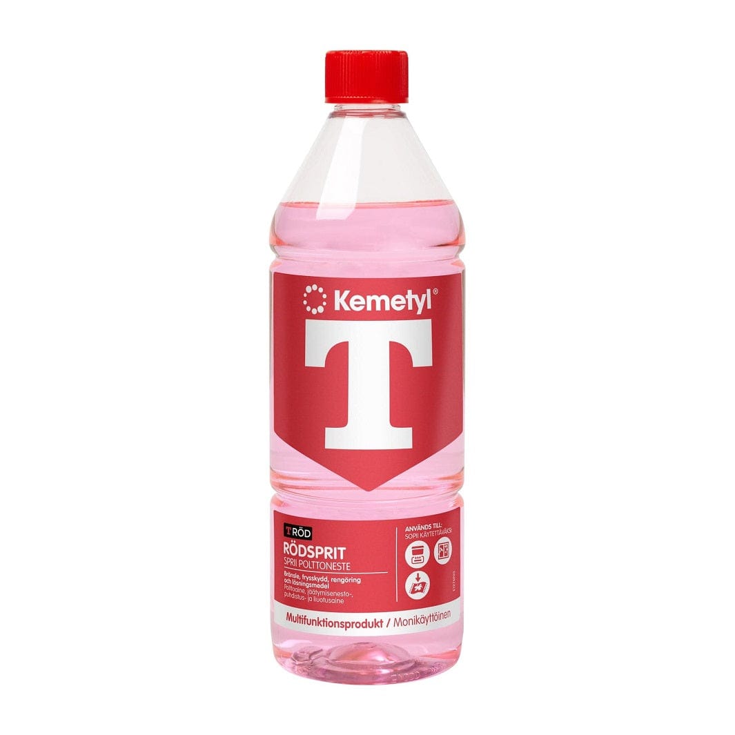 Kemetyl T-rød Rødsprit 1-4 Liter 4 Rengjøringsmidler