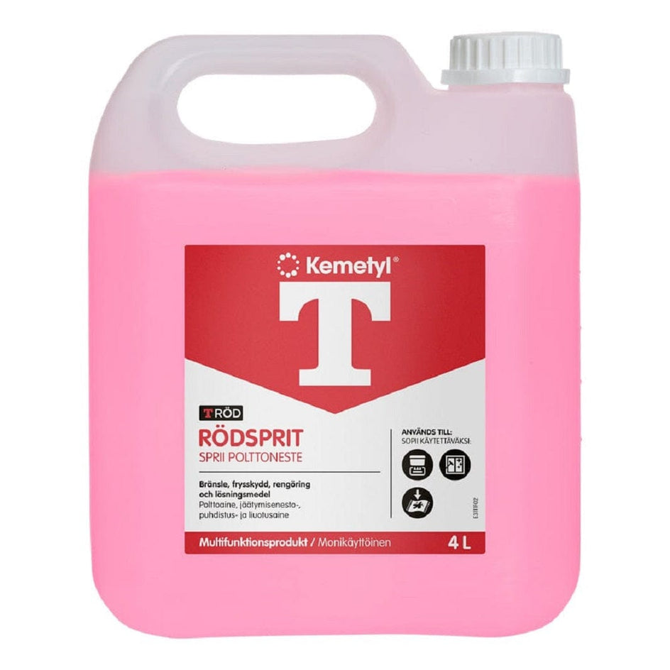 Kemetyl T-rød Rødsprit 1-4 liter Kemetyl Rengjøringsmidler
