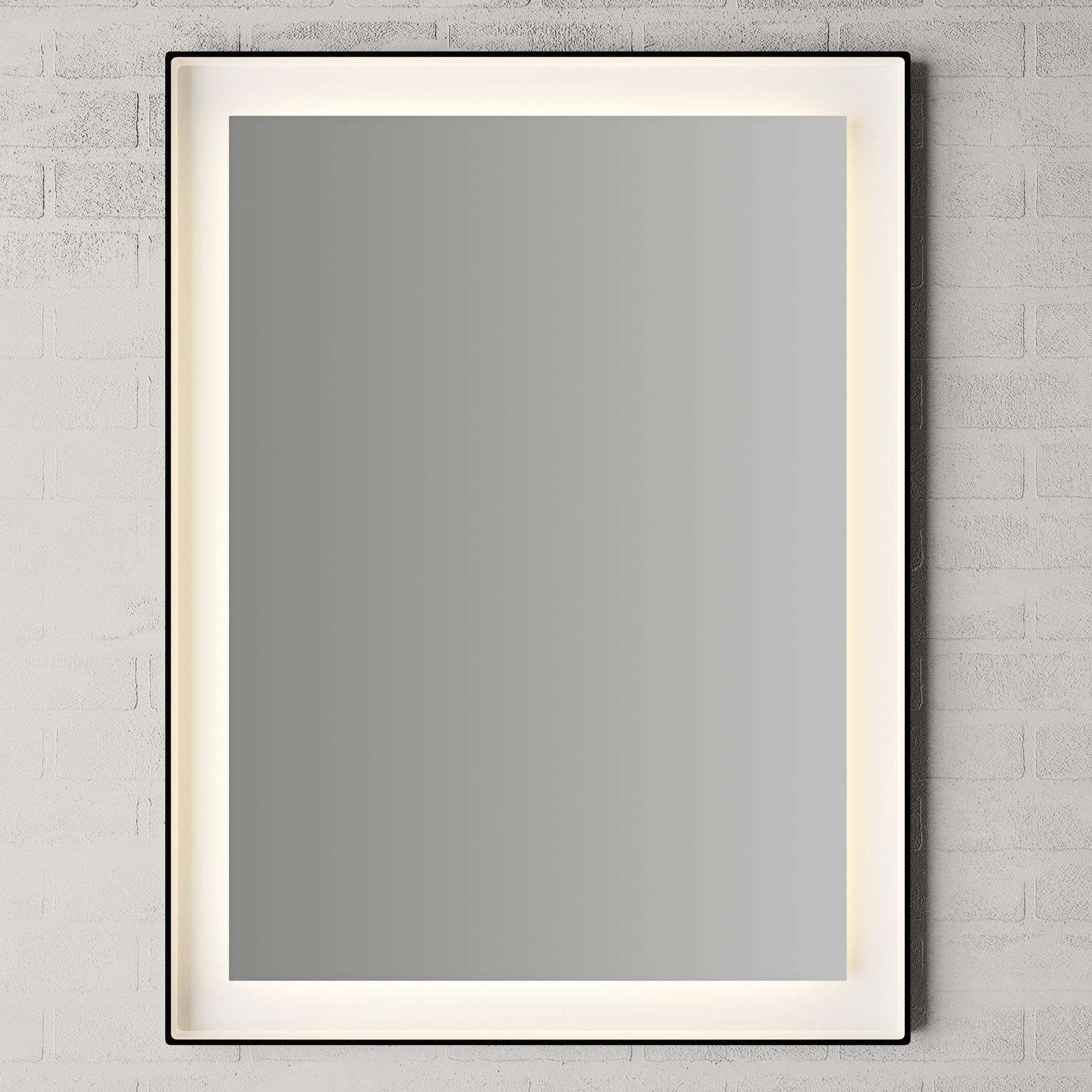 Linn Bad Hopra Speil med svart matt ramme og lys Svart matt / 60cm Linn Bad Baderomsspeil LB-27006