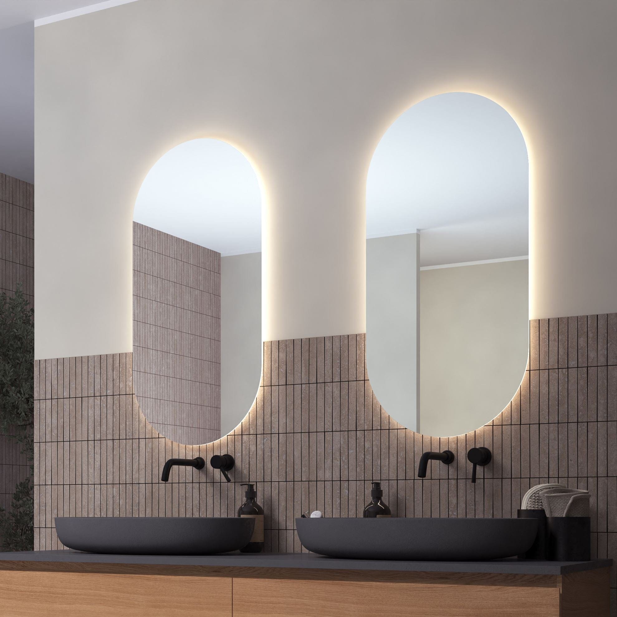 Loevschall Blokhus Ovalt LED Speil - vendbart 100cm Loevschall Baderomsspeil KO-3443457990